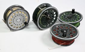 Shakespeare (Youngs) Redditch Beaulite 4 ¼” alloy salmon fly reel and 2x spare spools with rear