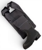 Neoprene Booted Chest Waders, unbranded made in China, size 10 rubber boots with metal studs to