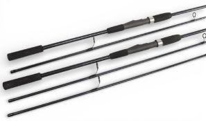 Pair of Normark Titan 3000 12’ 2 piece carp rods (one with spare tip), 2 1/4lbTC, blue finish, black