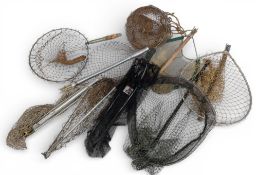 Collection of Fishing Folding Landing Nets, vintage lot, with makers of Abu, Sunnybrook, and a