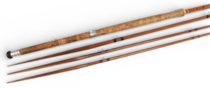 Sharpe’s of Aberdeen 14’ 3 piece plus spare tip, spliced joint impregnated cane salmon fly rod, #10,