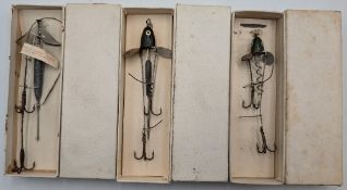 3x Hardy Bros Bait Mounts - all on original cards and boxes, a size 3 corkscrew spinner, a rare