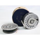 Hardy Bros “The Marquis” 8/9 alloy multiplier trout fly reel with spare spool, 3 5/8” ventilated