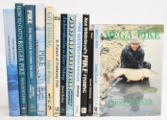 Fishing Books to include Mega-Pike 1990 Eddie Turner, Pike Fishing Step by Step 1976 Barrie