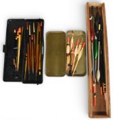 Wooden float box containing various Polaris, Sundridge and other Zoomer floats, up to 12”, and 7