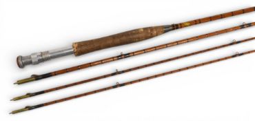 J Graham & Co Ltd Inverness split cane trout fly rod, 11ft 3pc with spare tip, alloy uplocking