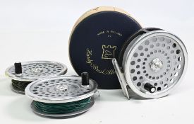 Hardy Marquis #8/9 alloy trout fly reel and 2x spare spools (3) with smooth alloy foot, rear