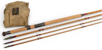 Hardy Alnwick Palakona (no name) split cane steel centre salmon fly rod, 14ft 6” 3pc with spare