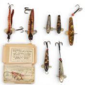 Mixed selection of vintage lures including 2 x Foreman’s “Flick It”, floating minnows, with