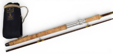Hardy Alnwick Jet Fibalite spinning glass rod, 8ft 6” 2pc, 7/8 lbs, 22” handle, alloy down locking