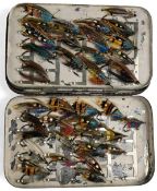 Malloch black japanned large salmon fly case with 2x swing leaves, 8