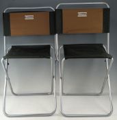 Pair of Shakespear fishing seats stools, both with backrests, one unused with swing ticket. G+