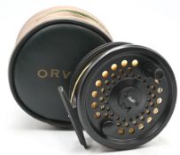 Orvis Clearwater Classic IV alloy fly reel in black finish, light surface wear, small nick, quick
