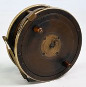 Reuben Heaton styled 4 ½” ebonite and nickel silver rim patent reel with patent thumb brake plate,