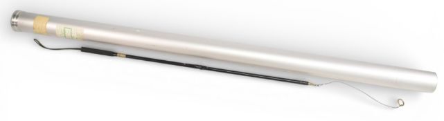 Metal Rod Tube and a Hardy Salmon Tailer, the tube has a screw cap - size 144cm x 7cm