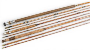 A collection of split cane rods for various methods, as follows: 1x E Kerry Locton, Pickering, York,