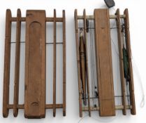 Antique Boxwood and Bone Winder, with shot sections, plus a similar wooden example