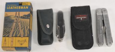 A Leatherman PST 2 multi tool, like new with papers and box, a Leatherman super tool with belt