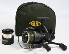 Shimano 8010 Aero GT baitrunner reel, twin handle, free spool and ratchet, fine condition, with