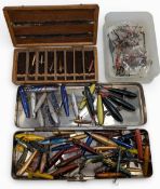 Vintage Devon Minnow Fishing Lures, trace and wooden minnow box