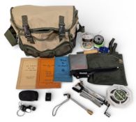Shakespeare Glides Fishing Shoulder Bag, with contents of nylon line, line winder tool, priest