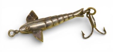 Rare vintage Cleopatra lure, 1.5” long, fin stamped “Patent”, painted eyes, braised treble on
