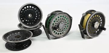 Intrepid Gearfly alloy multiplier reel with 3 spare spools, 3 ½” ventilated spool, 2 screw latch,