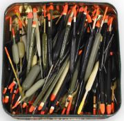 Large collection of classic 90s river floats, including stick and wire stem, assorted colours, for