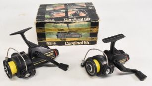 Abu Cardinal 55 spinning reel, foot stamp 800904, little used, c/w handbook, warranty and complete
