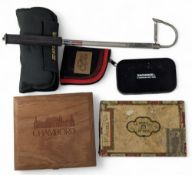 Quantity of salmon flies including Waddingtons, single/treble hook examples, in two wooden boxes,