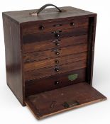 Fly Fishing Tackle Enoc Seven Drawer Cabinet, with its key, with a collection of vintage dry, wet