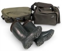 Fishing Tackle Bags: a Stillwater shoulder bag, a pair of Rovex Aric boots size 44, plus a Fox