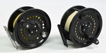 Pair of Scientific Anglers System 2, 1213 alloy salmon fly reel, 4” wide ventilated spool with 2