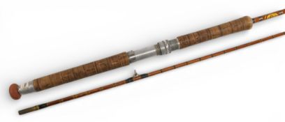 Youngs of Harrow Otter Brand “Good Fellow” cane spinning rod, 7ft 2pc, 19” handle, alloy down