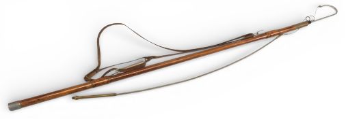 Vintage Hatton of Hereford combined gaff/wading staff/tailor, wooden shaft 45” long with brass