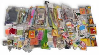 Large Collection of Fly-Tying Accessories: cotton, flash, fur, wool, line, feathers, beads, with
