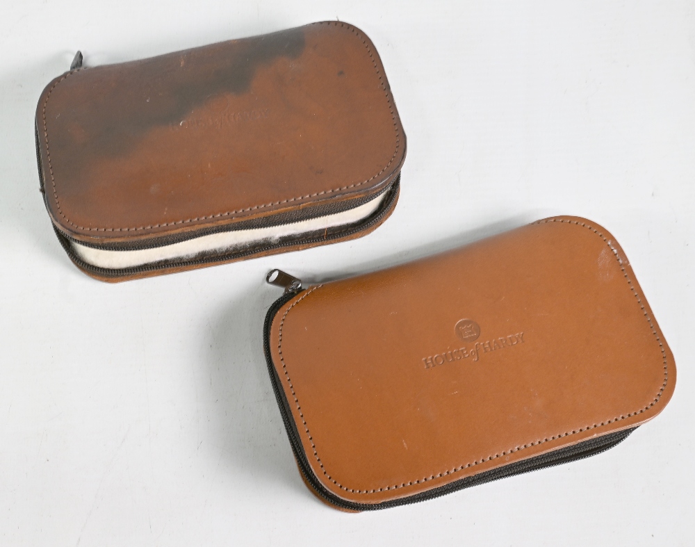 Pair of Hardy leather zipped wool lined fly cases, 6” x 4”, one looks unused and one shows signs - Image 2 of 2