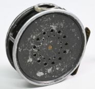 Hardy Bros “The Perfect” alloy sea trout fly reel, 3 7/8” ventilated spool, black handle, milled rim