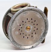 Hardy Perfect 3 ¾” wide drum salmon fly reel, fitted with 1912 check, strapped tension regulator,