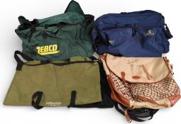 Large Fishing Holdalls, and coarse fishing bait bowls: large bass scales bag - in used condition