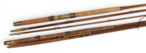 Playfair of Aberdeen 14’ 6”, 3 piece spliced joint greenheart salmon fly rod, cork handle, brass