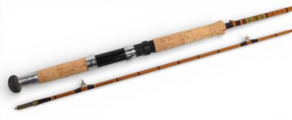 Scarce Chubbs of Edgware cane built “Wizard” stalking/spinning rod, 7ft 2pc, 15” handle, alloy