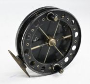 Allcocks Match Aerial 4.5” centrepin reel in black bobbled finish, internally marked JWY 468, twin