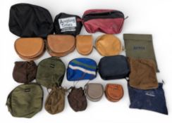 Fishing Reel Bags and A Daiwa Tackle Wallet (zip broken), used mixed lot (box)