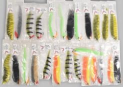 24x Fly Tek high quality pike flies, in original packets, patterns include Roach, Black,