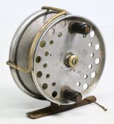 Hardy Bros Longstone alloy centrepin reel with 4” backplate twin handle, Bickerdyke line guide