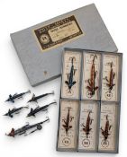 A E Rudge & Son Redditch Quill Minnows Box – contains 6x carded examples from 1 ¼” to 2 ¼” examples,