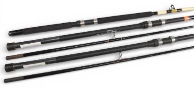 Masterline Master Caster 12’ 2 piece surf fishing rod, 4-8oz, a similar rod 6-8oz, both clean,