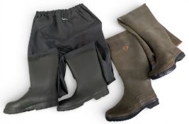 Vintage Aigle Wading Boots, size 9, with age related wear, plus a pair of Barbour rubber waders in