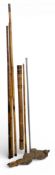 Period Bamboo Landing Nets, net handles tip tubes, a named aluminium Hardy Bros tip tube - the